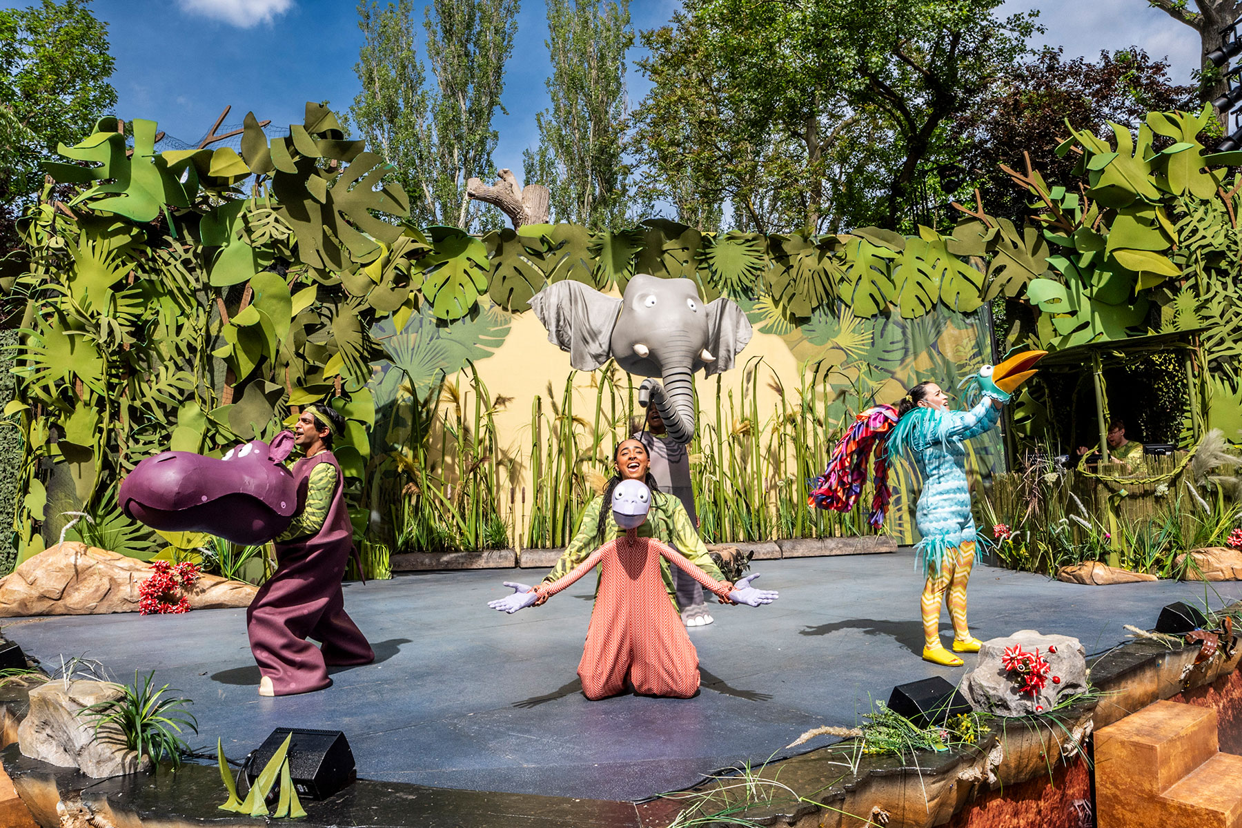 The Company of The Enormous Crocodile at Regent's Park Open Air Theatre. Credit Johan Persson.