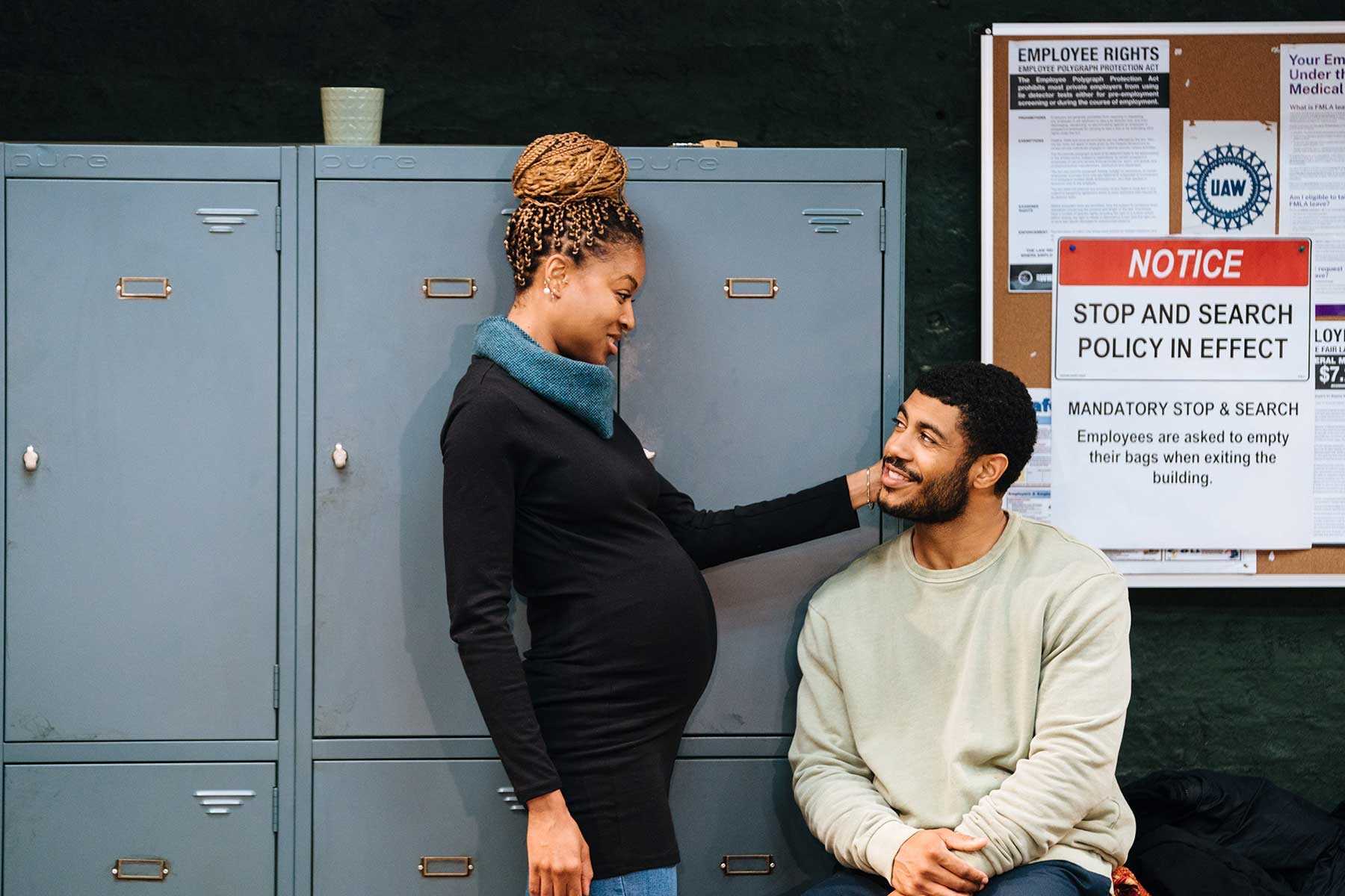 Racheal Ofori and Branden Cook in SKELETON CREW - Donmar Warehouse - photo by Helen Murray