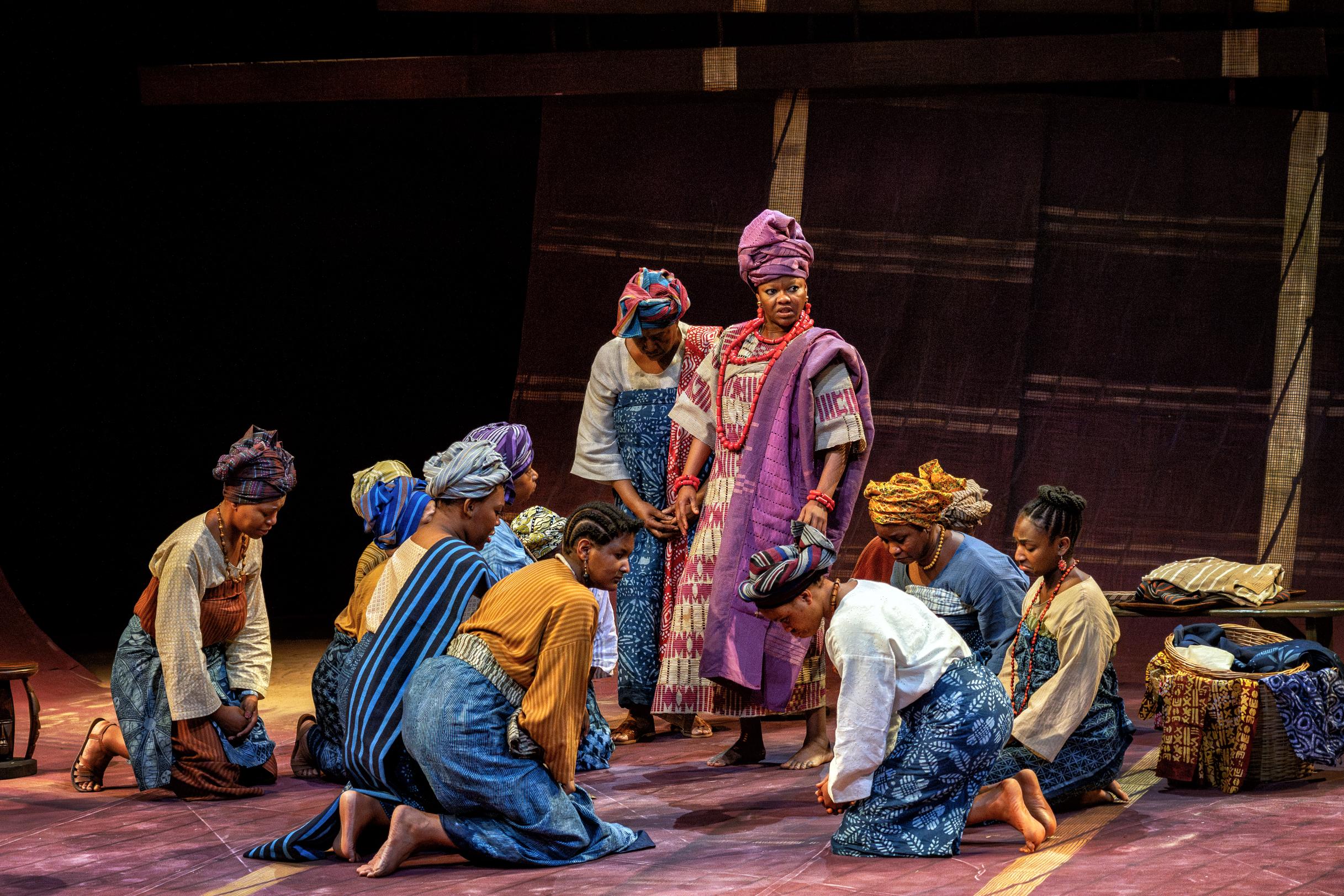 Kehinde Bankole and members of the company of Death and the King’s Horseman. Photo by Anthony Robling.